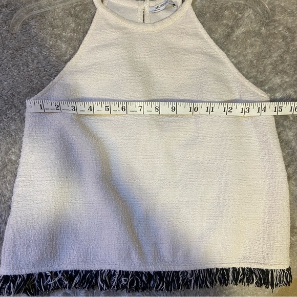 Off White Halter Top with Fringe Hem - Picture 7 of 7